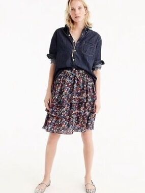 J Crew Tiered Skirt in Kaleidoscope Star Print | size 0